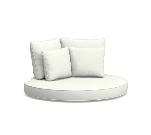 Cushion Cover Only: Torrey Outdoor Swivel Round Daybed, High Performance Slub Weave; Natural (White)