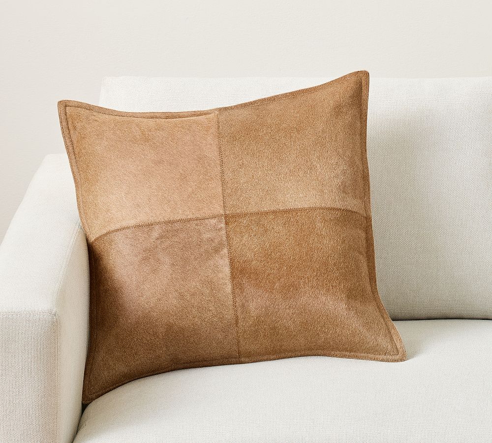 Pieced Hide Pillow - 20", Camel