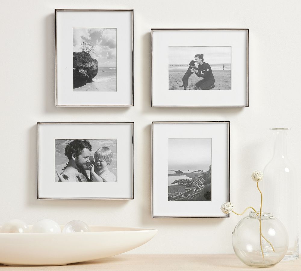 Stowe Modern Metal Frames - 8x10 - Set of 4, 8x10 Frame (5x7 Opening) - Silver