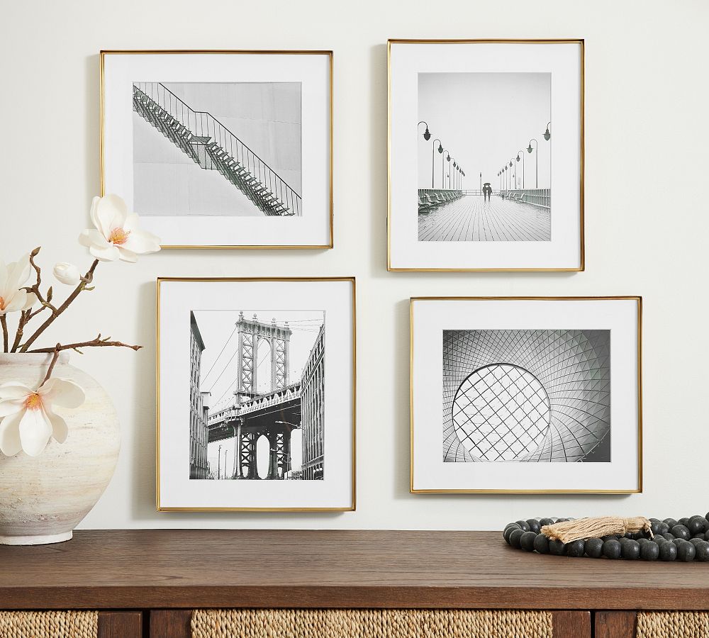 Stowe Modern Metal Frames - 11x13 - Set of 4, 11x13 Frame (8x10 Opening) - Brass