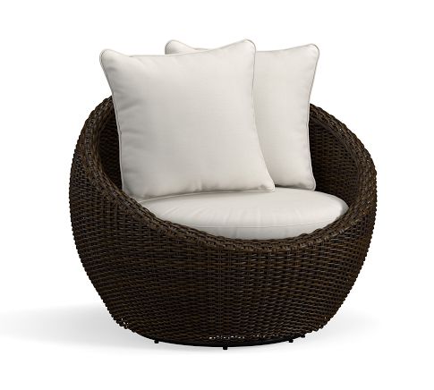 Torrey All-Weather Wicker Papasan Swivel Chair with Cushion, Espresso
