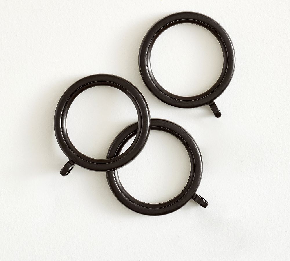 Slim Quiet-Glide Curtain Rings - Set of 10 - Antique Bronze, Set of 10, 1.25" Diam.