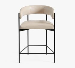 Maison Barrel Back Leather Stool