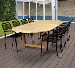 Nassau 9-Piece Teak Oval Table with Garey Rope Dining Armchair Set