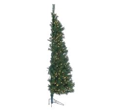 Faux Lighted Tiffany Pine Wall Tree - 7'