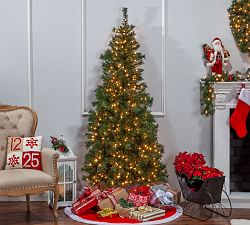 Faux Lighted Tiffany Pine Wall Tree - 7'