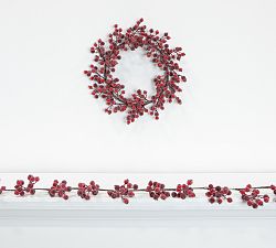 Faux Iced Berry Wreath &amp; Garlands