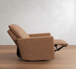 Larkspur Square Leather Power Swivel Glider Recliner