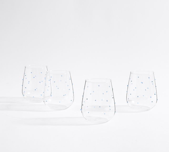 Confetti Celebration Stemless Wine Glasses, Single - Gold Dots | Pottery Barn