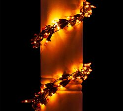 Amber Incandescent String Light Garland W/ Black Wire, 9'