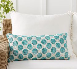 Aqua Eco-Friendly Handwoven Outdoor Lumbar Pillow