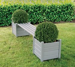 Potters Square Wooden Planters with Bridge Bench