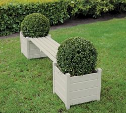 Potters Square Wooden Planters with Bridge Bench