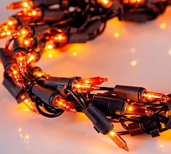 Amber Incandescent String Light Garland W/ Black Wire, 9'
