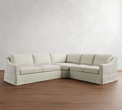 York Slope Arm Slipcovered 3-Piece L-Shaped Wedge Sleeper Sectional (117")