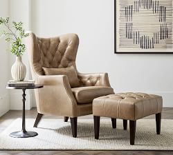 Champlain Tufted Wingback Leather Ottoman
