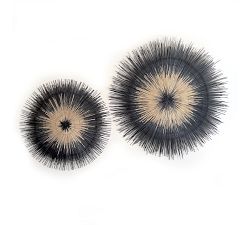 Handwoven Black Sun Circle Wall Art