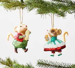 Mercury Glass Mice Ornaments
