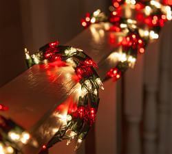 LED Incandescent Garland Lights With Green Wire