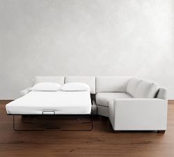 York Square Arm 3-Piece Wedge Sleeper Sectional (117")