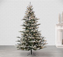 Faux Lighted Flocked Layered Northwood Fir Tree With Clear Lights - 7.5'