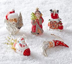 Mercury Glass Santa Ornaments