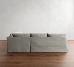 PB Comfort Square Arm Slipcovered 3-Piece L-Shaped Wedge Sleeper Sectional (119")