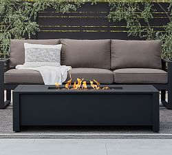 Asher Metal Rectangular Propane Fire Pit Table with Lid Cover (52")