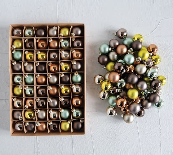 One Inch Round Glass Ornaments, Set Of 54