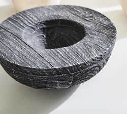 Shallow Carved Handcrafted Wood Decorative Bowl