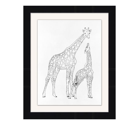 Giraffe Pair Sketch Framed Print