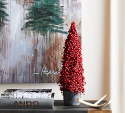 Open Box: Faux Potted Berry Cluster Cone Trees