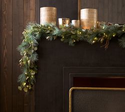 Open Box: Lit Faux Eucalyptus and Pine Wreath &amp; Garland