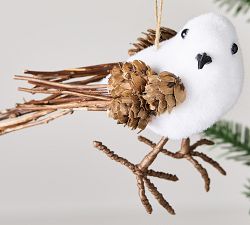 Pinecone and Twig Bird Ornament - Set of 3