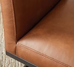 Classic Leather Metal Cantilever Dining Chair