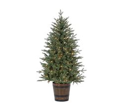 Lit Potted Faux Natural Cut Haywood Fir Tree