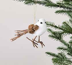 Pinecone and Twig Bird Ornament - Set of 3