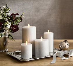 Premium Flickering Flameless Wax Pillar Candle - Salt Washed