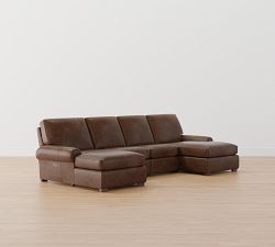 Turner Roll Arm Leather Power Reclining Double Chaise Sectional (135"&ndash;160")