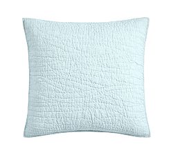 Open Box: Belgian Flax Linen Handcrafted Quilted Sham, Euro, Set of 3 - Sea Breeze