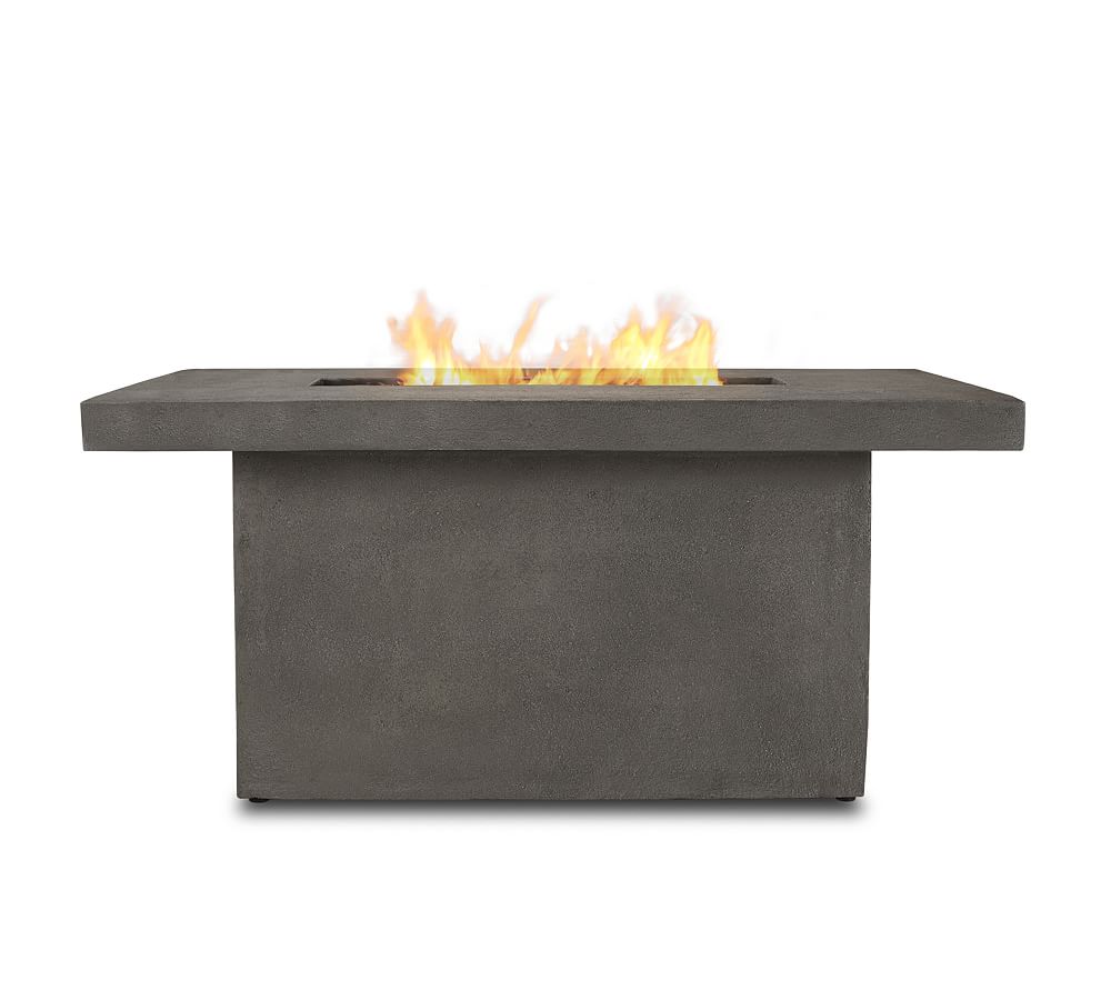 Trinity Concrete Rectangular Propane Fire Pit Table (50") - Glacier Gray