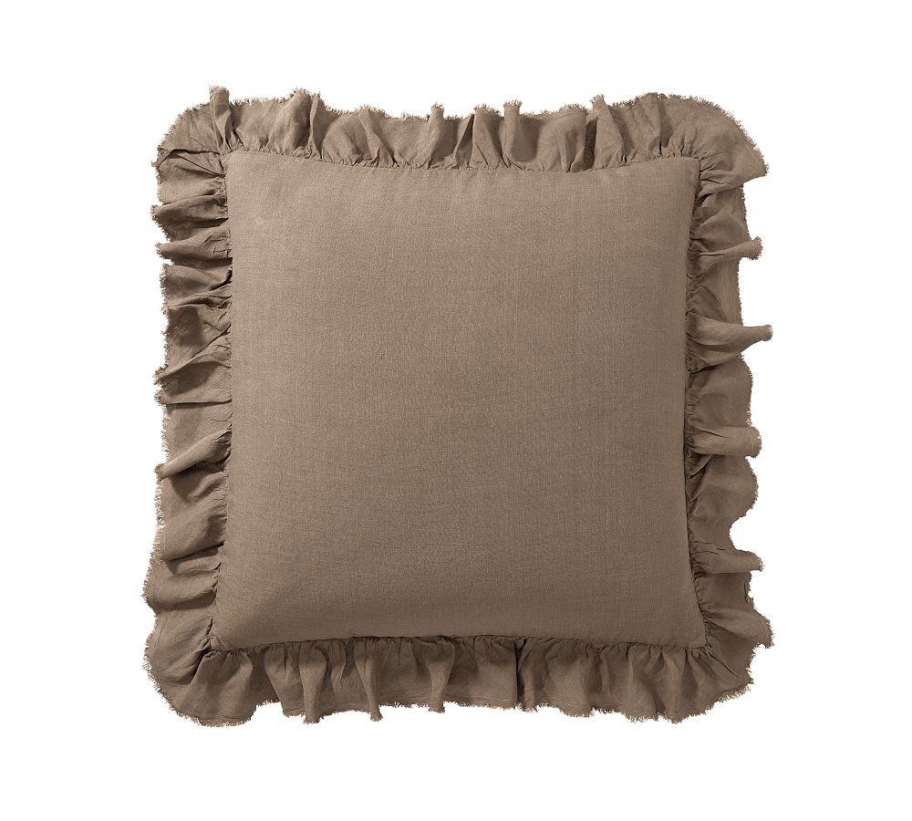 Belgian Flax Linen Fringe Ruffle Sham - CafÃ© Noir, Euro, Set of 3