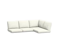 Tulum 4pc - 1 Corner, 3 Chair Sect. Outdoor Cushion Cover, High Performance Canvas; White