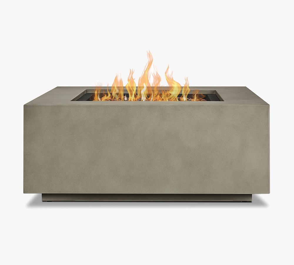 Burrows Steel Square Propane Fire Pit Table with Lid Cover (36") - Mist Gray