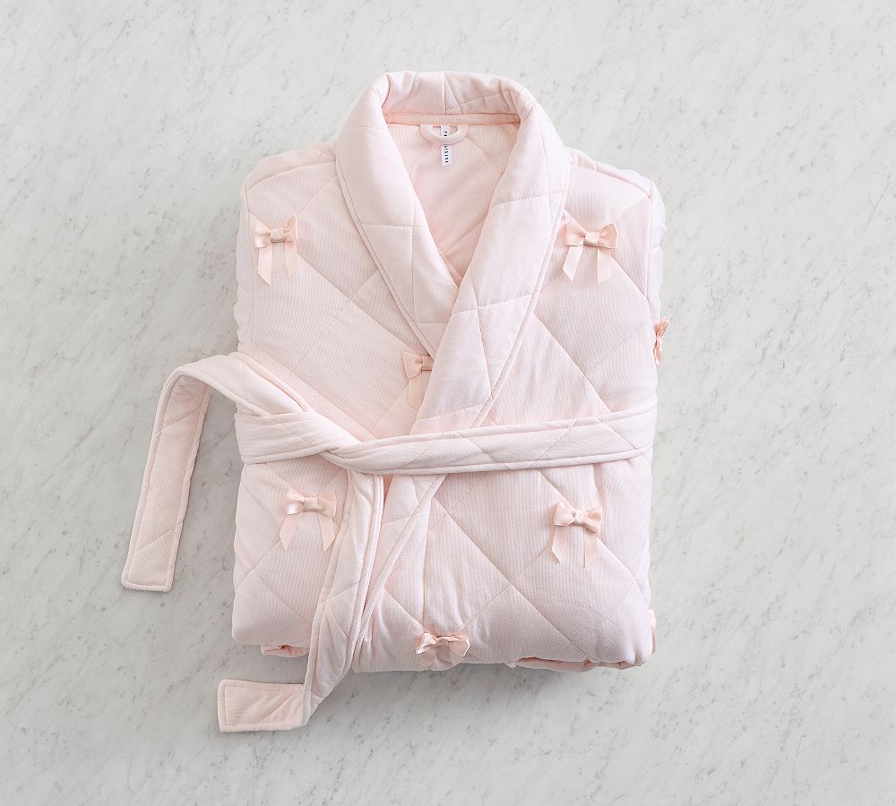 LoveShackFancy Quilted Bow Robe - Pink Multi, Small