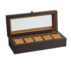 Open Box: Grant Leather Watch Box, 5 Slot - Brown