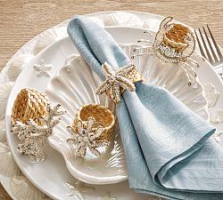 Beaded Coastal Napkin Rings - Mixed Set of 4