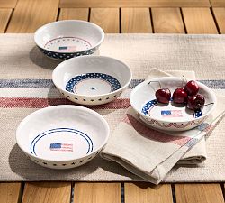 Cabana Americana Bunting Outdoor Melamine Dip Bowls - Mixed Set of 4