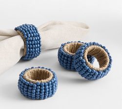 Wooden Beaded Napkin Rings - Set of 4