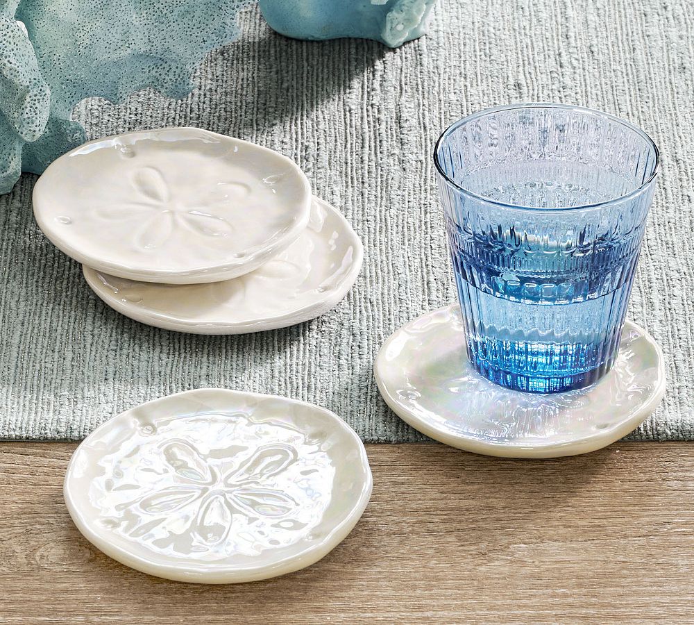 Pearlescent Sand Dollar Coasters - Set of 4